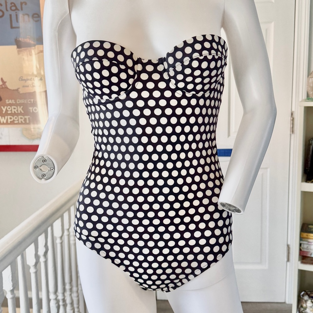 J. Crew Navy and White Polka Dot Swimsuit (size 2) - Picture 6 of 13